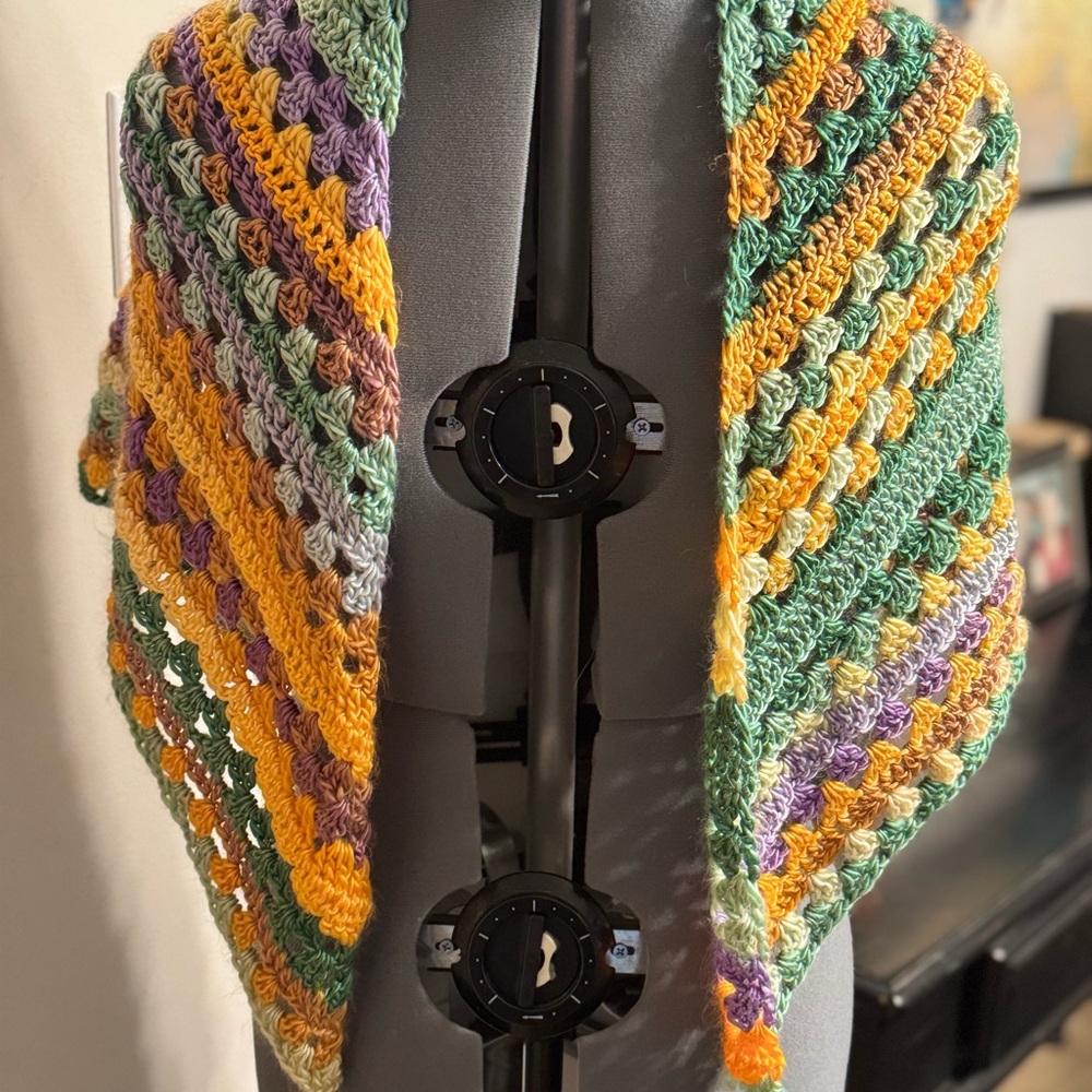 Handmade Multicolor Crochet Triangle Scarf - Cozy Women's Accessory - Picture 5 of 5